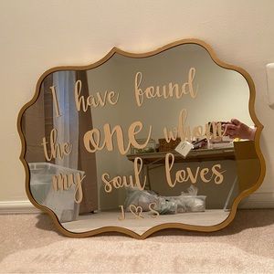 Mirror used as welcome sign for wedding. Decals removable